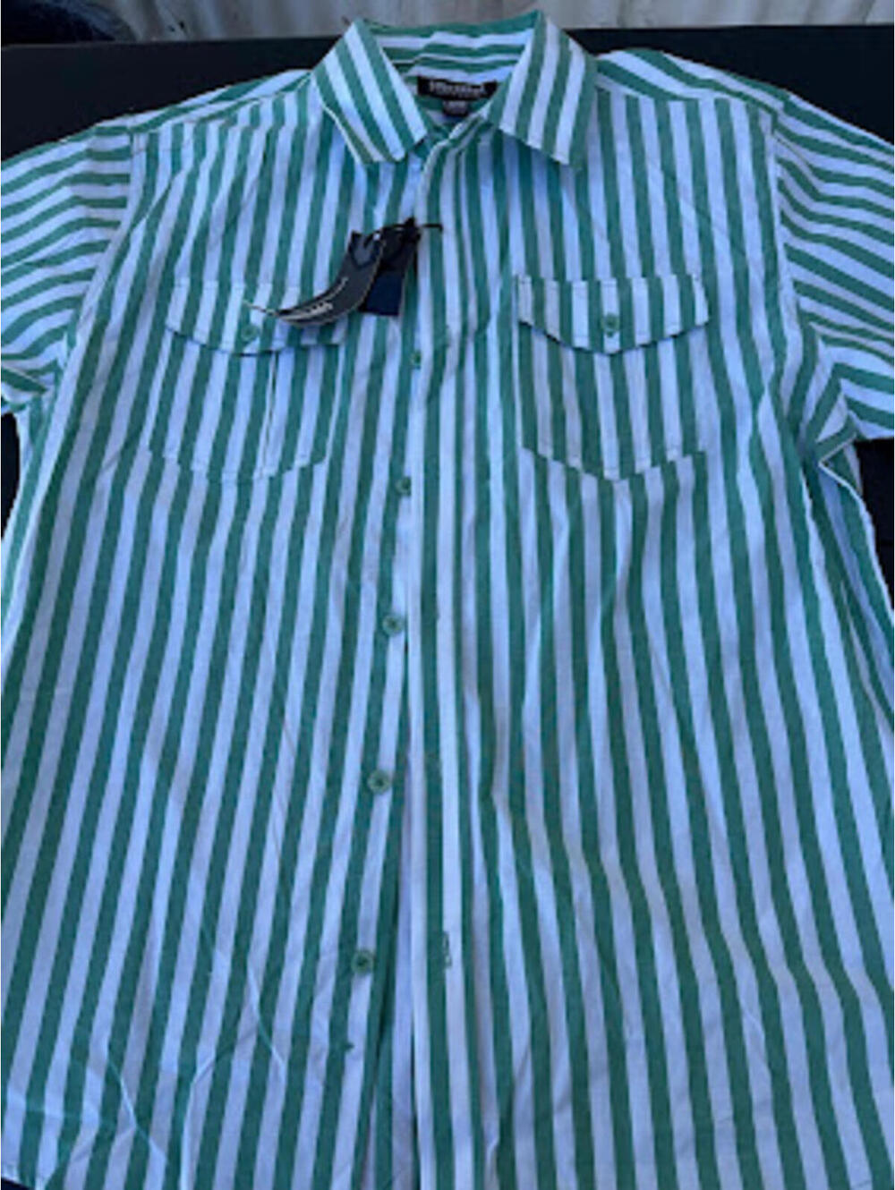 Contender Green White Stripe Button Shirt NWT large